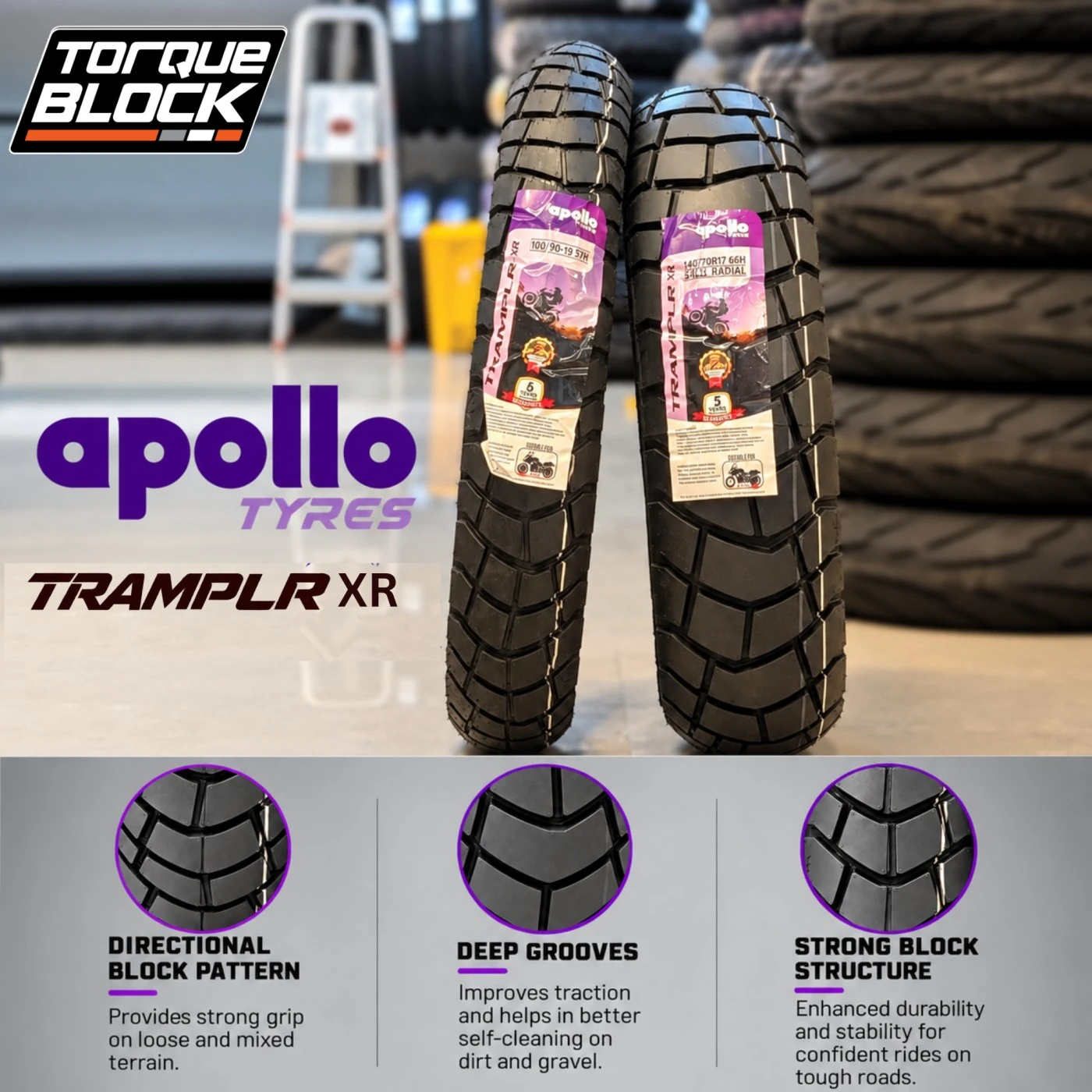 Apollo Tramplr XR 90/90-19 M/C 52P TL Front Tyre image 5