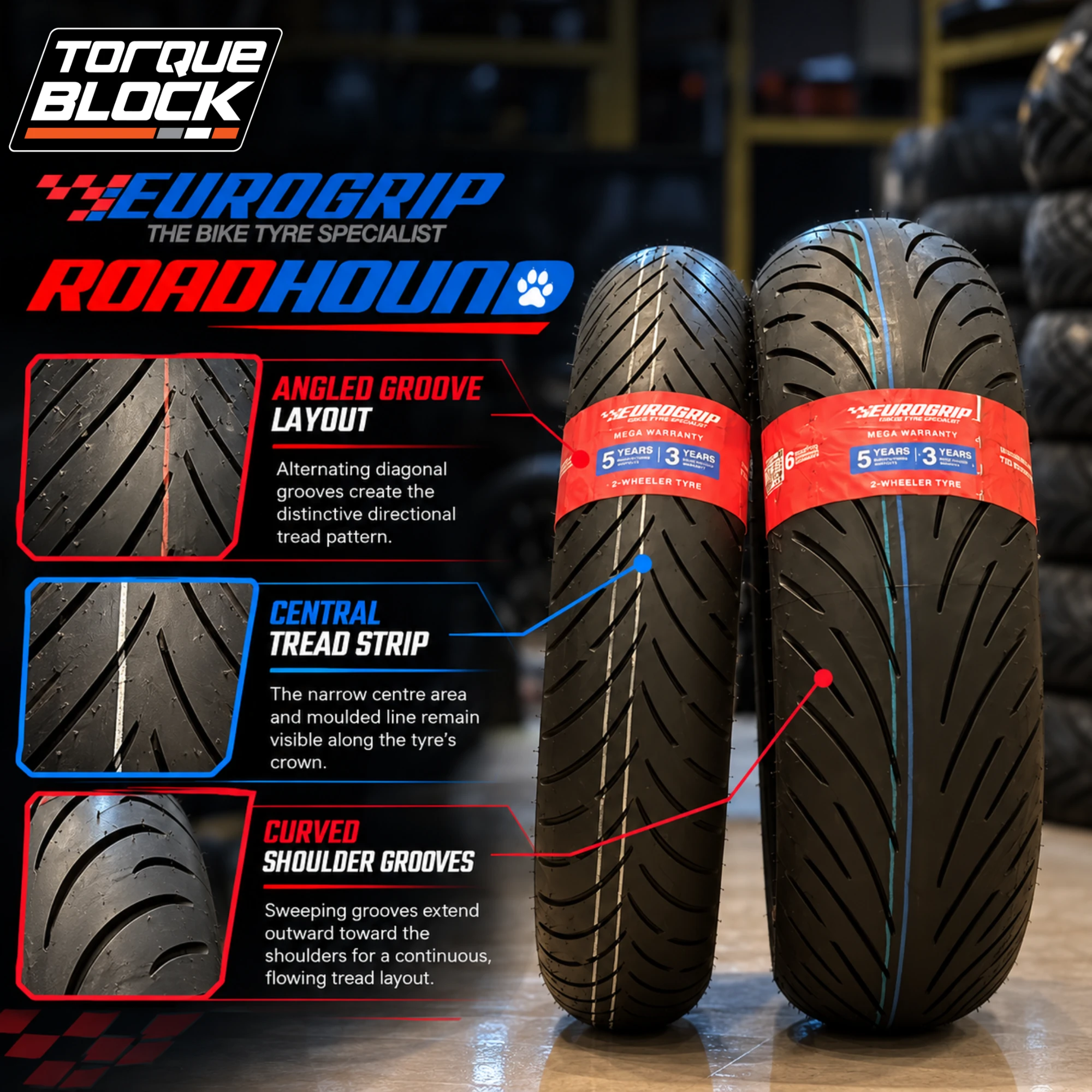 Eurogrip RoadHound 190/50 ZR17 M/C 73W TL Rear Tyre image 4