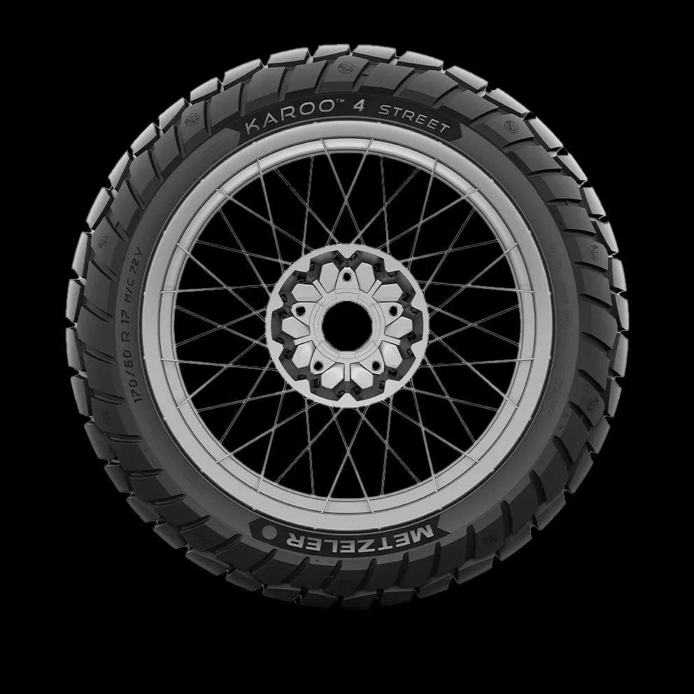 Metzeler Karoo 4 Street adventure motorcycle tyre with spoke wheel