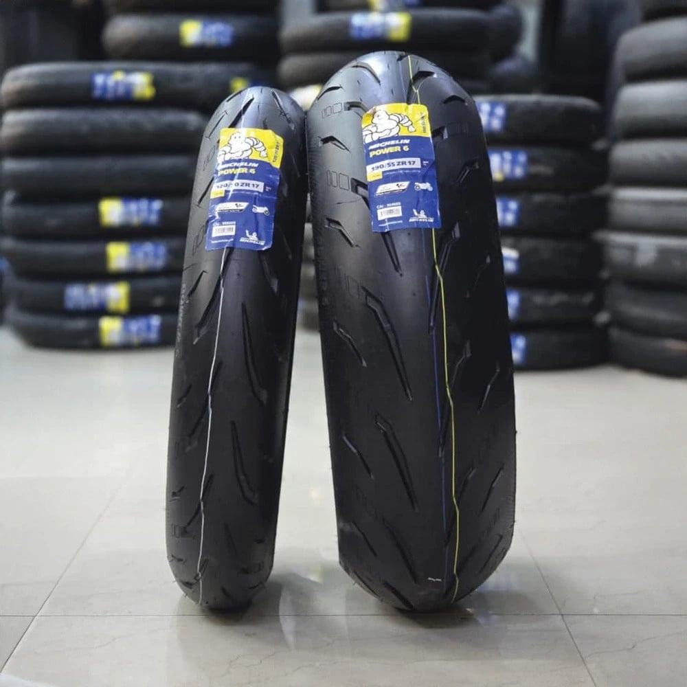 Michelin Power 6 front and rear motorcycle tyres at Torque Block