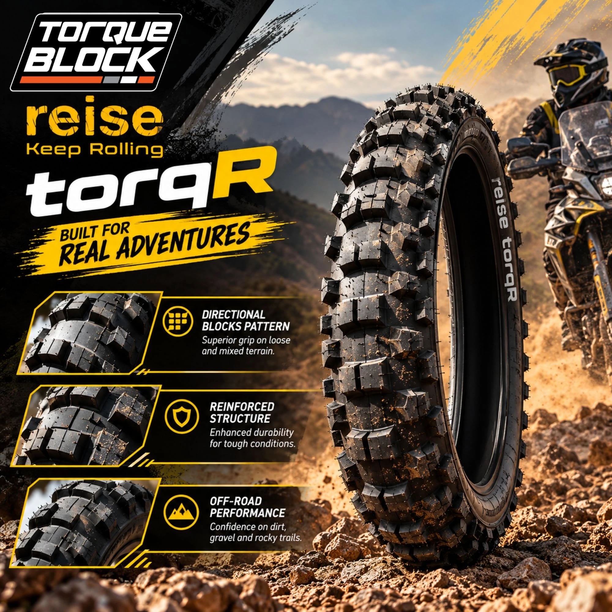Reise TorqR 03 120/80-19 M/C 63M SX TT Rear Tyre image 4