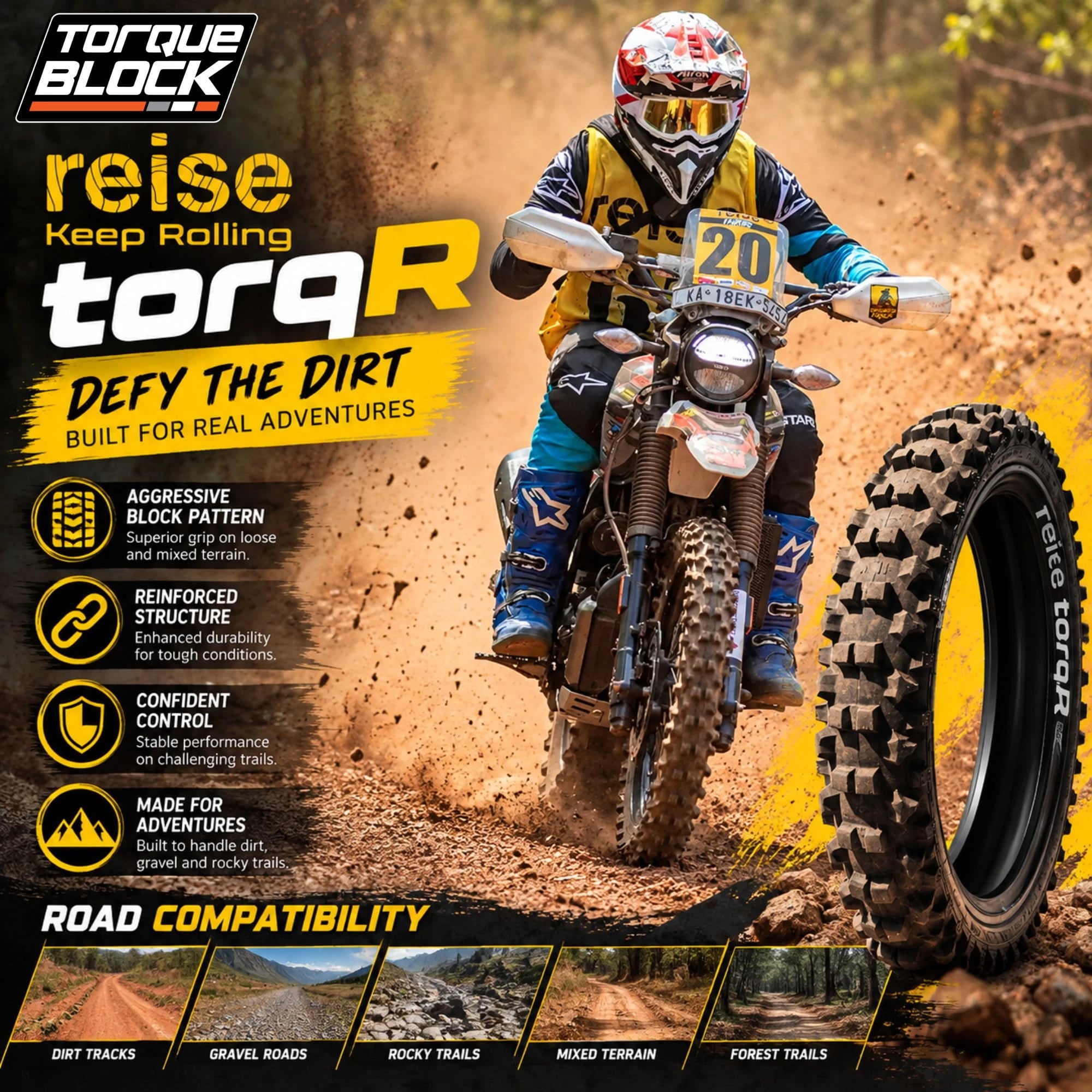 Reise TorqR 03 120/80-19 M/C 63M SX TT Rear Tyre image 5