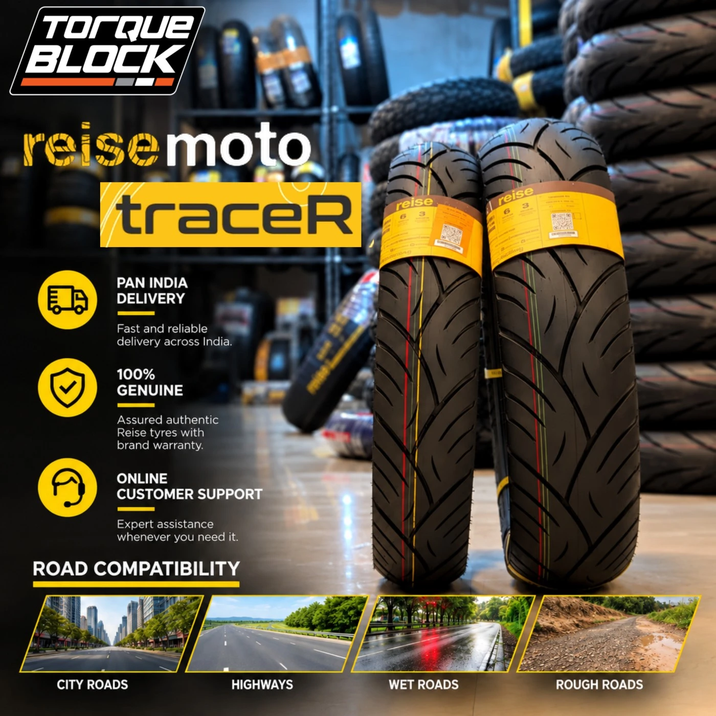 Reise TraceR 100/80-17 52P M/C TL Front Tyre image 5