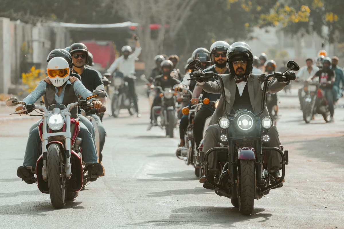 Group of motorcycle riders riding together