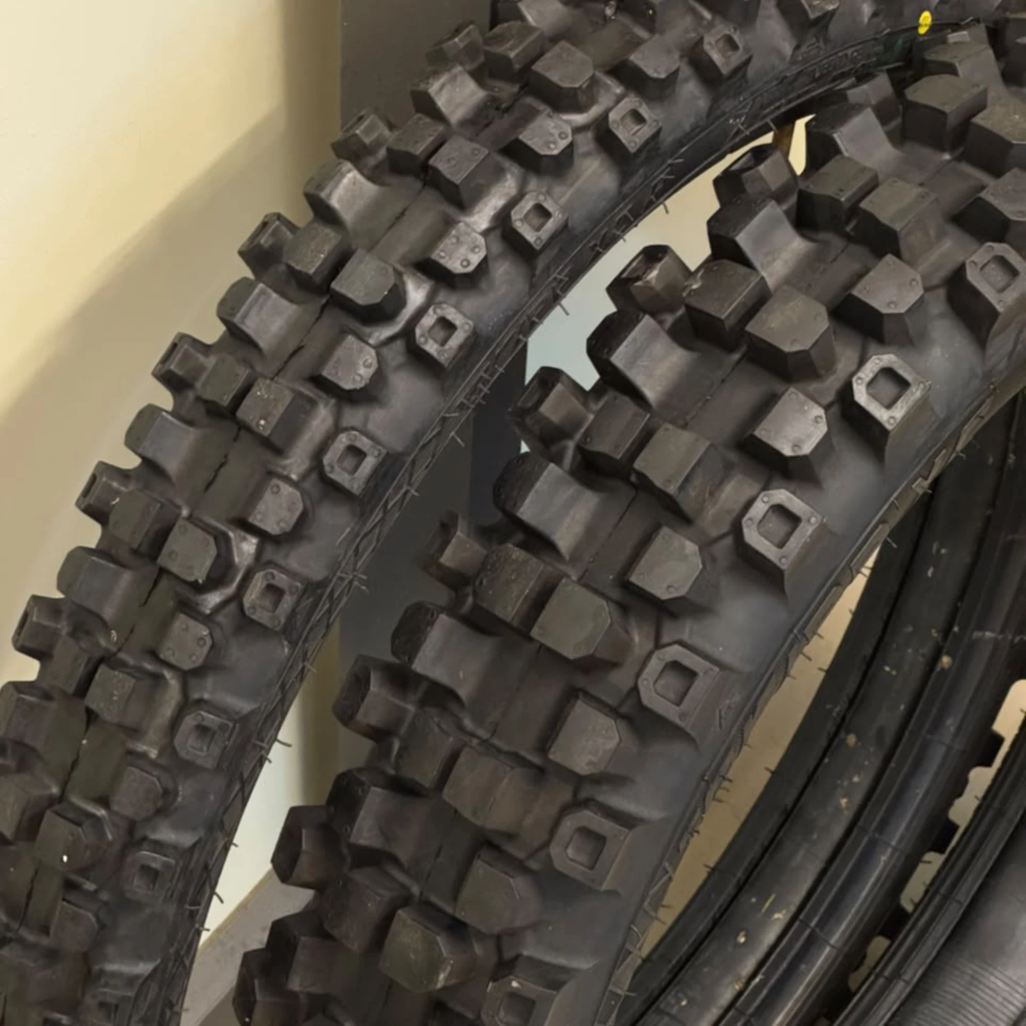Close-up pattern view of CEAT GRIPP XC F 90_90-21 Front & 120_90-18 Rear Tyre CEAT GRIPP XC fitment 1