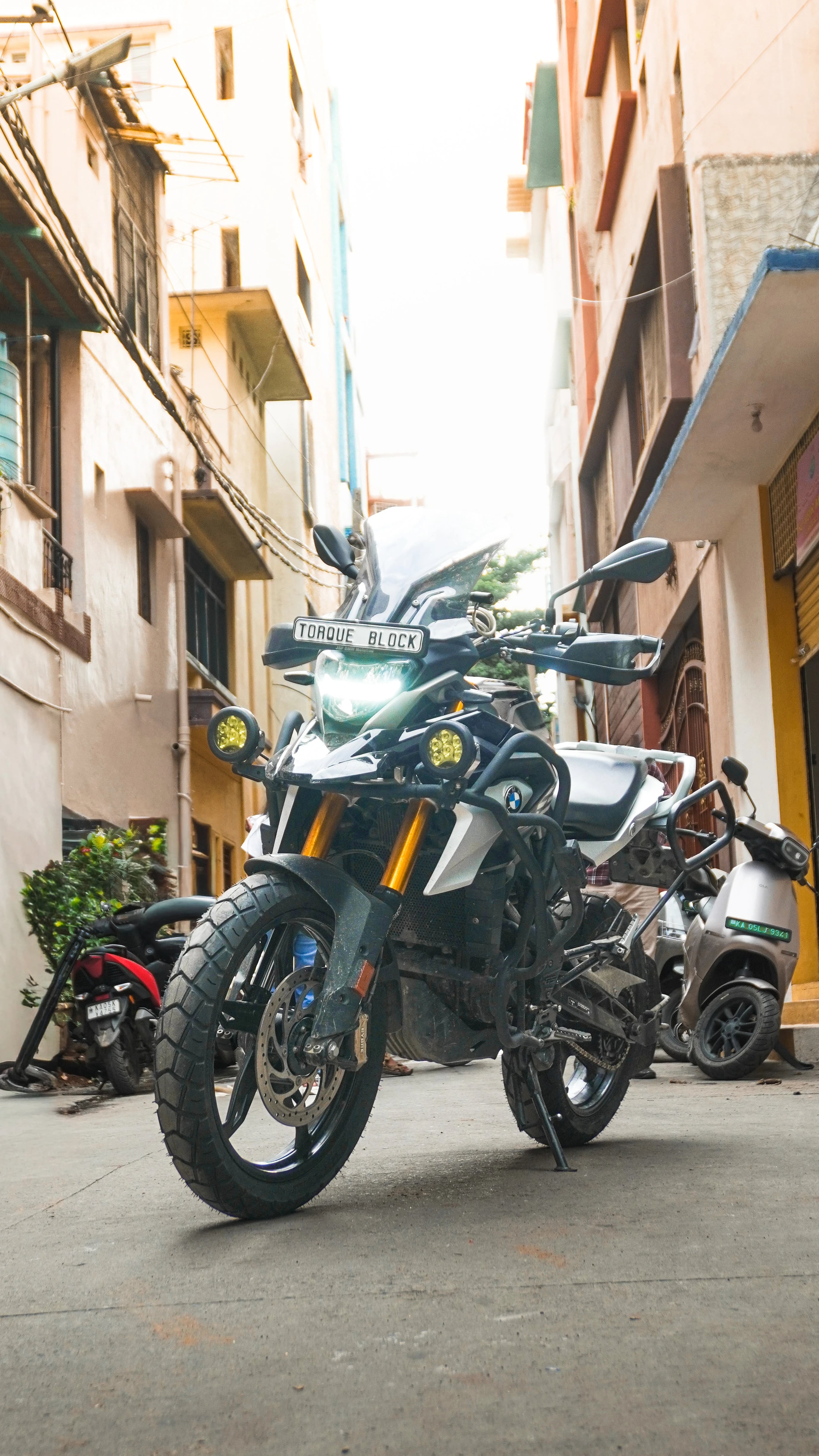 Eurogrip Explor Adventure Motorcycle Front Tyre Eurogrip Explor tyre fitted on adventure motorcycle front view