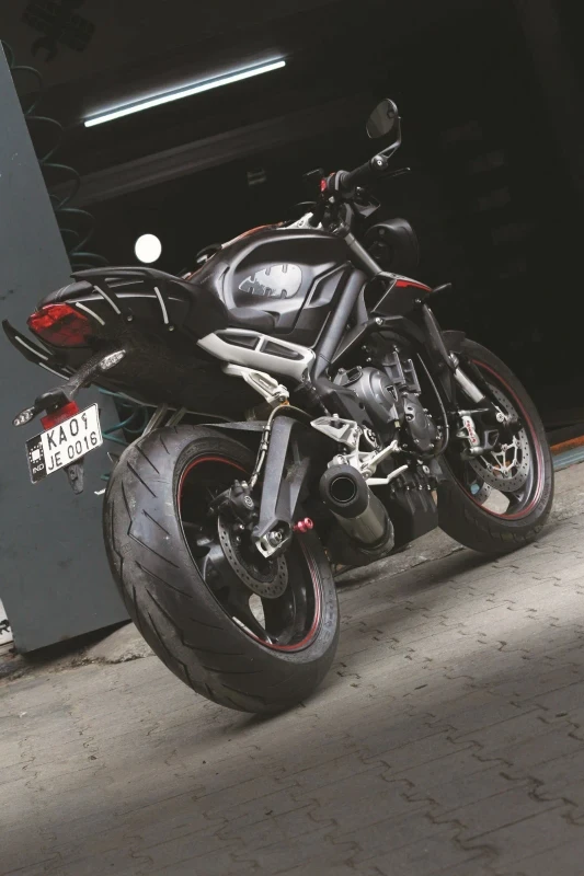 Rear view of Street Triple RS gets the Pirelli Diablo Rosso series fitment 4