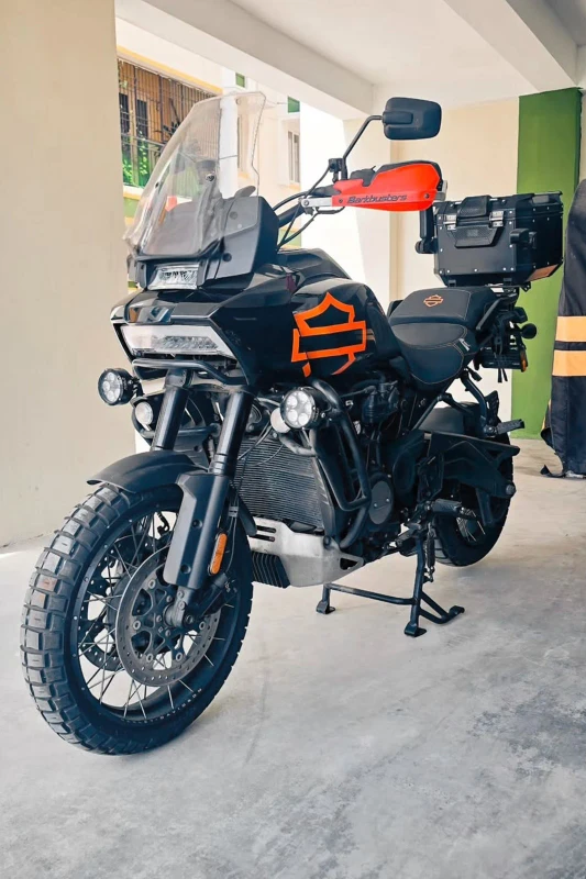 Harley-Davidson Pan America 1250 fitted with adventure tyres fitment 1