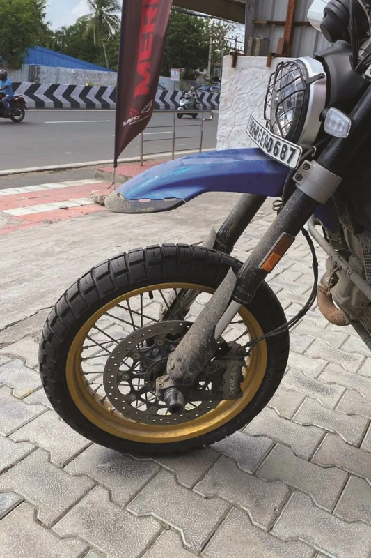 Ducati Scrambler Desert Sled fitted with adventure tyres fitment 1